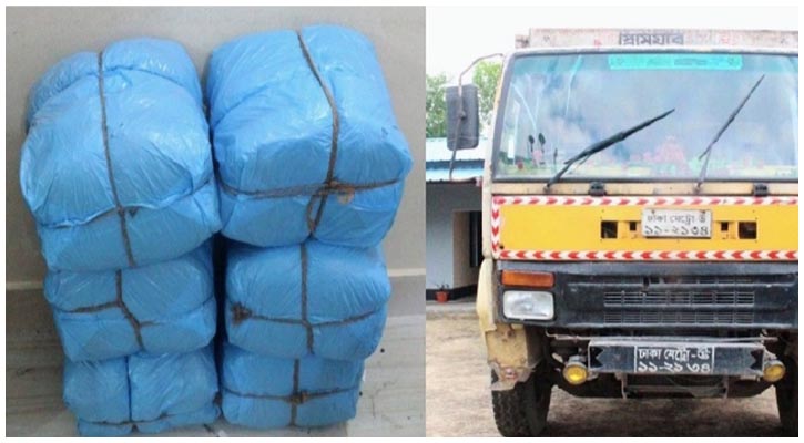 চুনারুঘাটে কাভার্ড ভ্যান সহ ৩০ কেজি গাঁজা জব্দ
