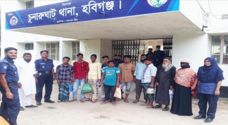 চুনারুঘাটে  ১২ পলাতক আসামী গ্রেপ্তার