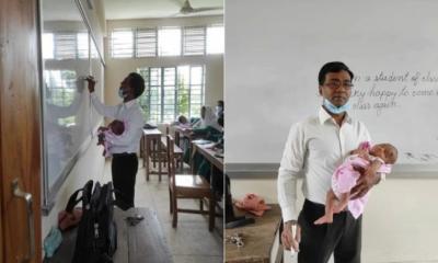 সন্তান নিয়ে শ্রেণি কক্ষে  স্কুলছাত্রী, কোলে নিয়ে ক্লাস নিলেন শিক্ষক