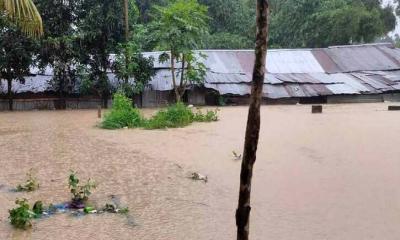 খাগড়াছড়িতে পানির নিচে ঘরবাড়ি