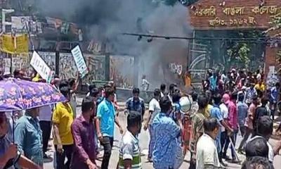 মিরপুরে বিএনপি-ছাত্রলীগ সংঘর্ষ, মোটরসাইকেলে আগুন
